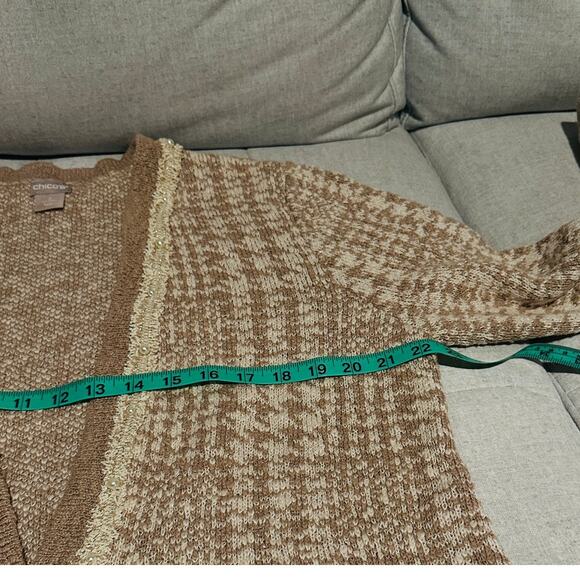 Chico's Novelty Yarn Detail Cardigan Sweater Womens Large Taupe Heather Neutral - Picture 10 of 10